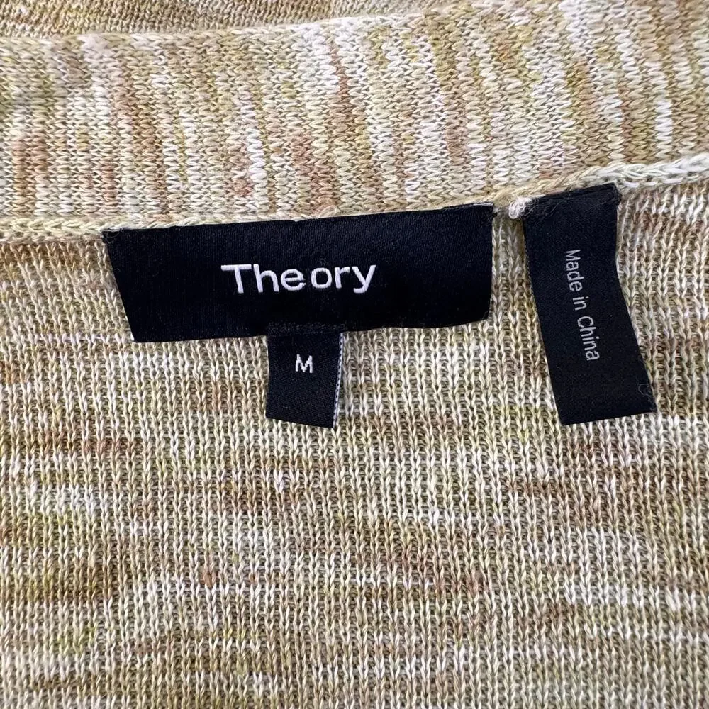 Theory Linen Blend Hanalee Button Cardigan SZ M Minimalist Neutral Light Knit - Picture 6 of 7